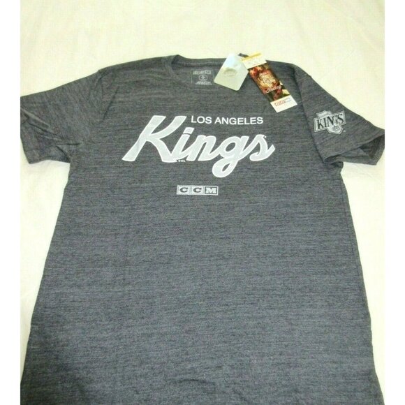 Los Angeles Kings NHL CCM Men's SS Logo T Shirt Grey Silver White Size Small NWT - Picture 2 of 4